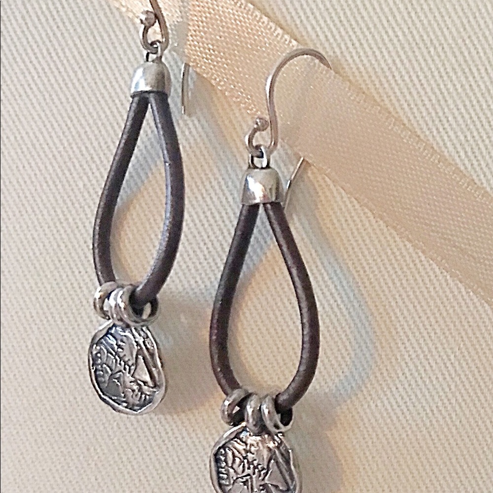 Silpada Sterling Silver Leather Dangle Earrings